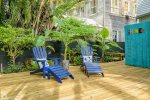 Tropical backyard with deck
